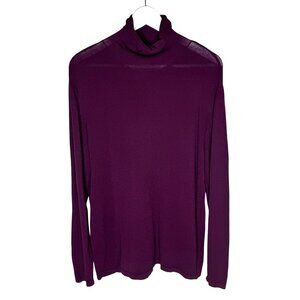 Vintage 90s Burgundy Purple Santana Knit Long Sleeve Turtleneck Tunic, Large